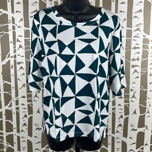 Ann Taylor LOFT Geometric Print Chiffon Sleeve T-Shirt M NEW